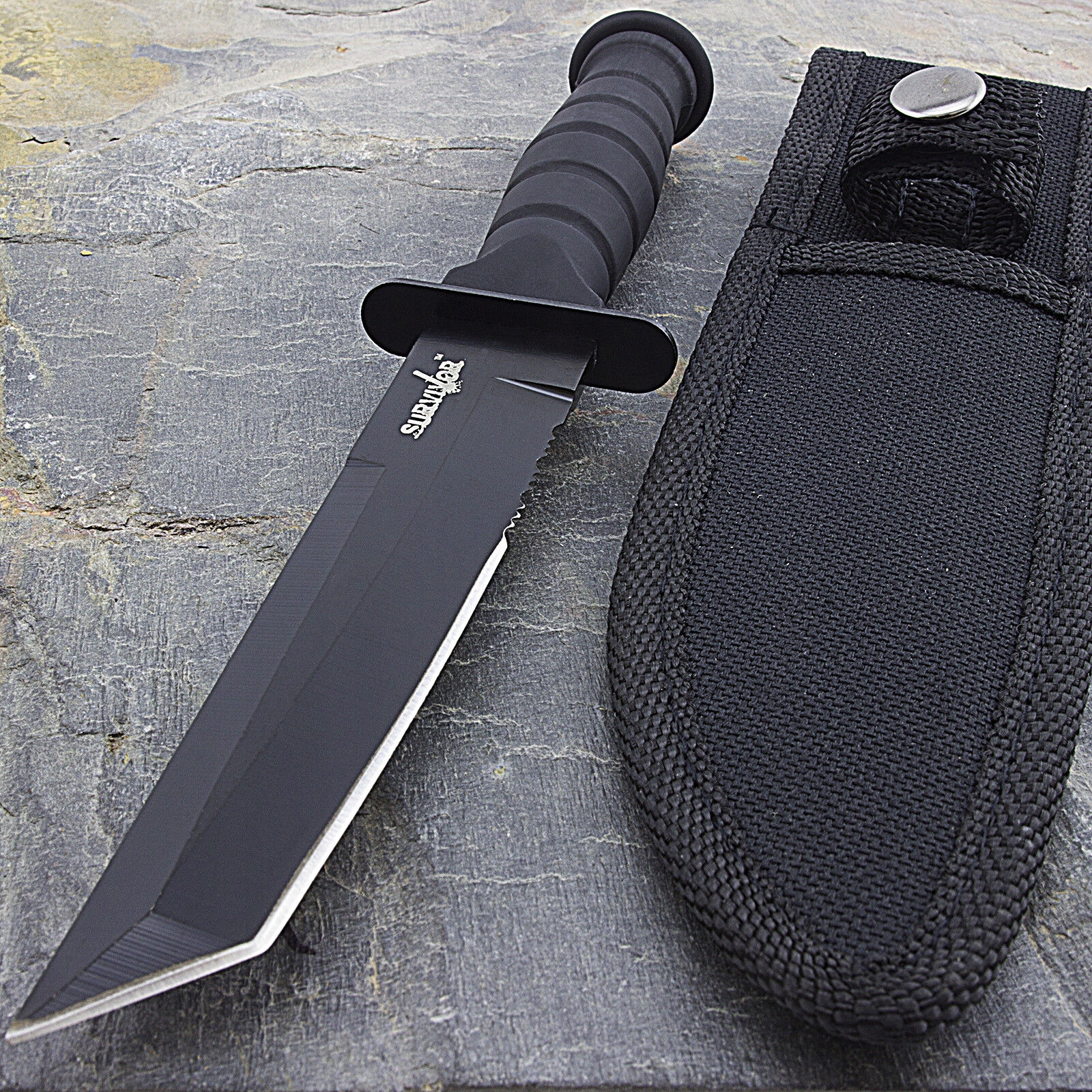 nabe190 WOUNDS / Ruin＋3枚 Nóż Taktyczny Survivalowy Tanto 19 cm HK-1023TN z Pochwą