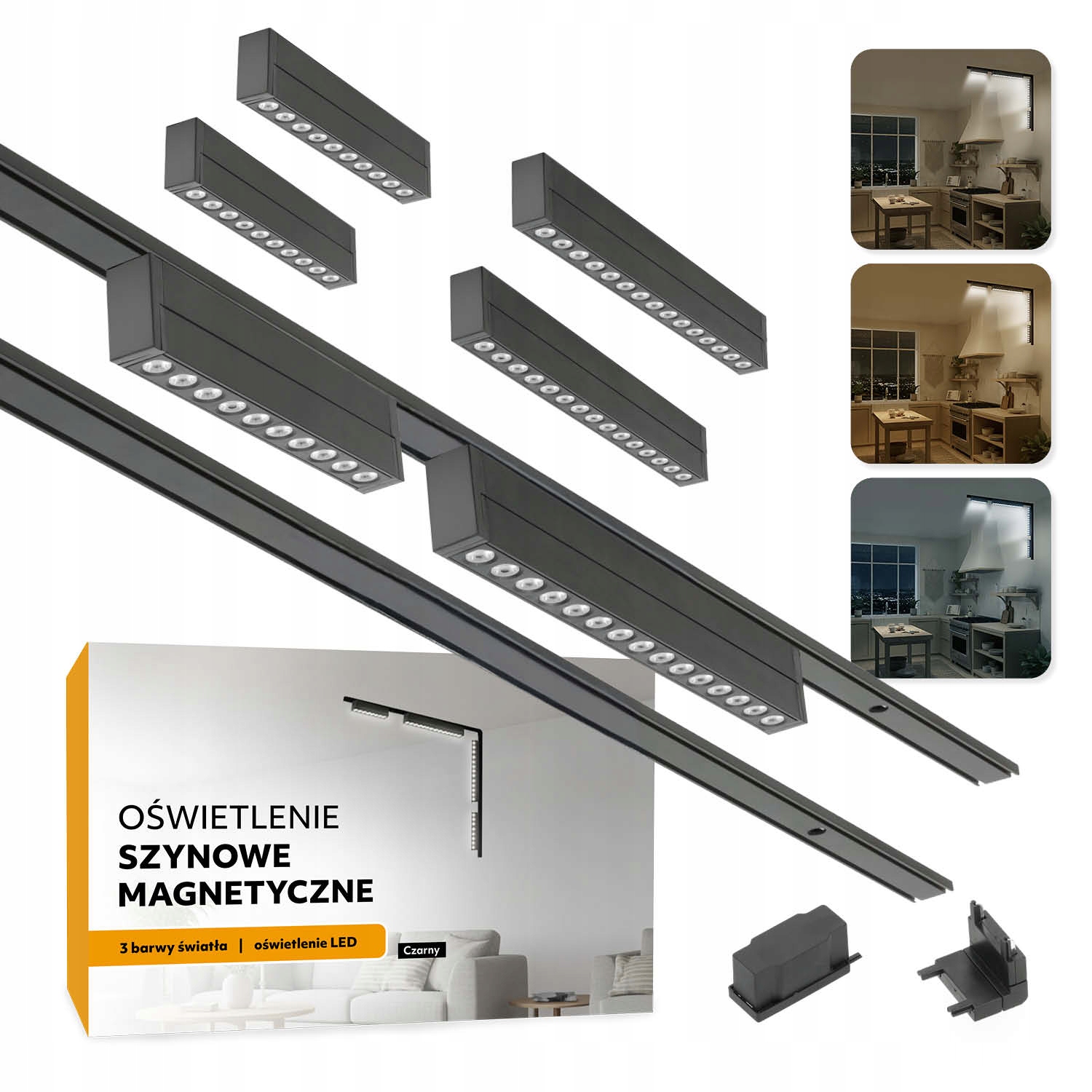 Magnetické koľajnicové osvetlenie 2xSZYNA 2x 10W 2x 15W L vertikálne čierne