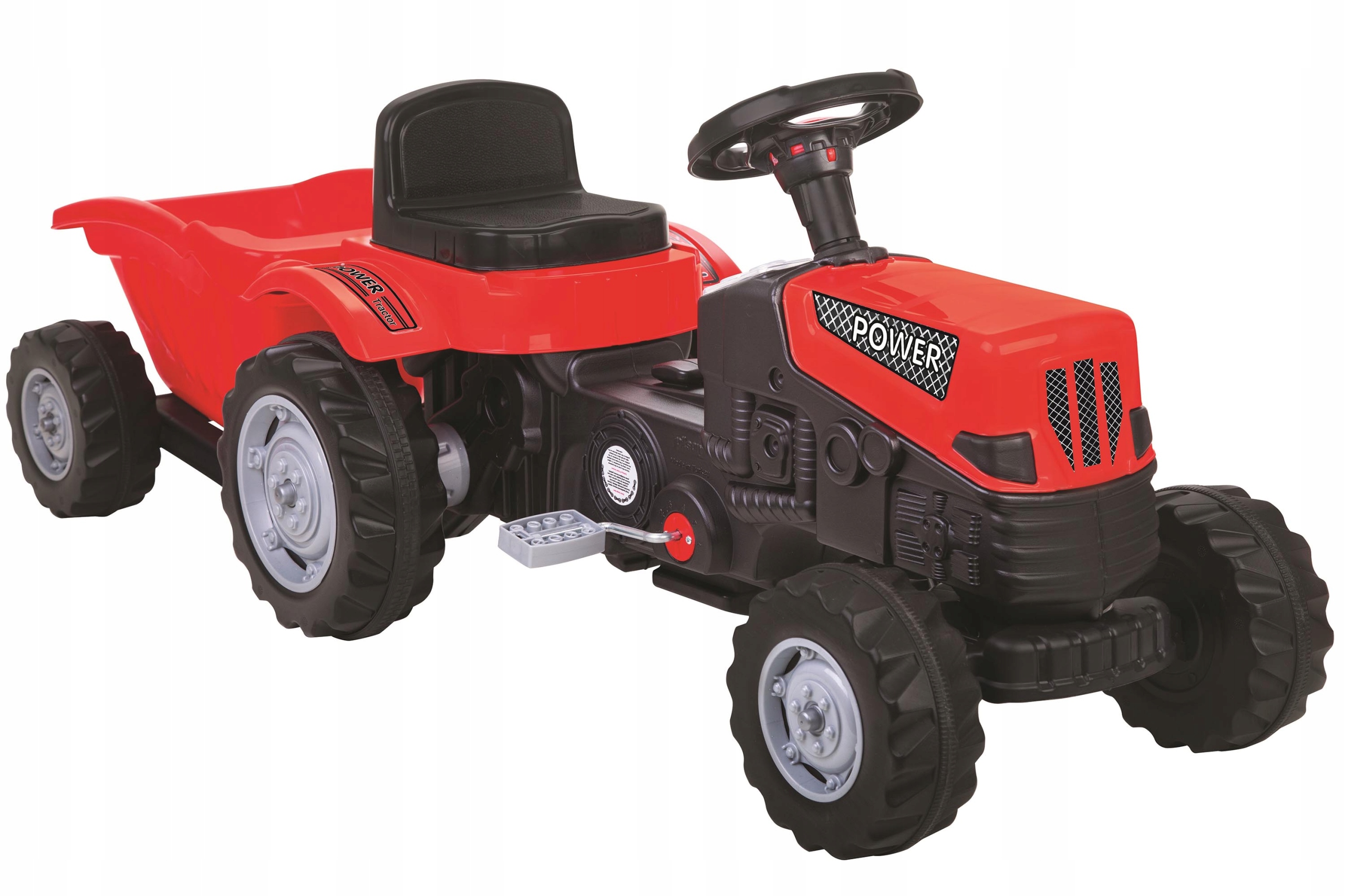 Pilsan Duży Traktor Power na Pedały z Przyczepką Czerwony Traktorek 07326
