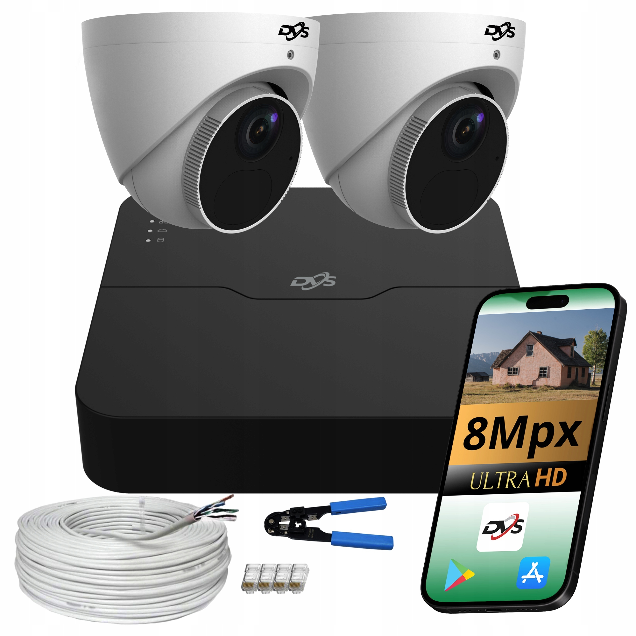 Sada 2 Venkovních Kamer Pro Monitorování Ip Poe Kopulové Kamery 4K 8Mpx