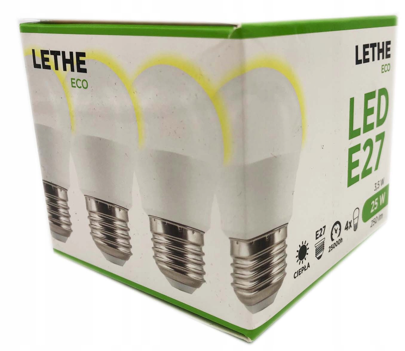Żarówka LED LETHE ECO 4 szt E27 Barwa światła biały ciepły