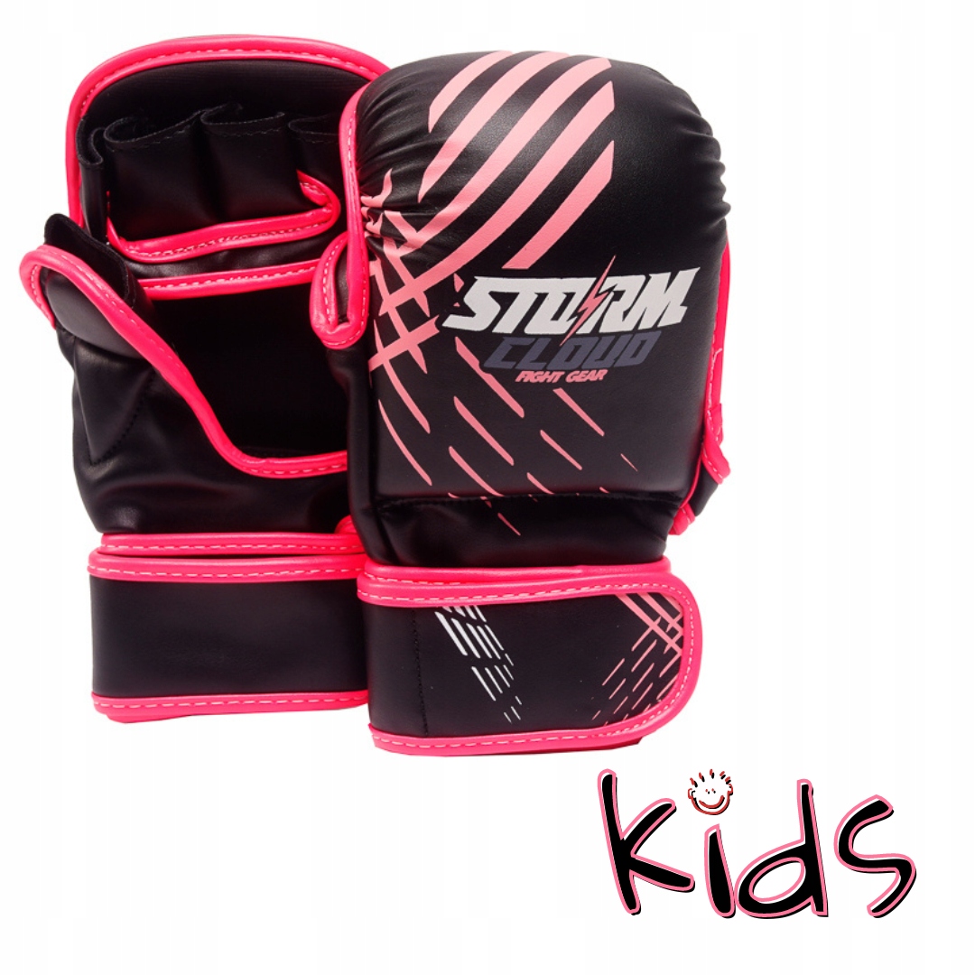 StormCloud Rękawice Mma dla dzieci Lynx Czarno-Różowe 7oz Junior M