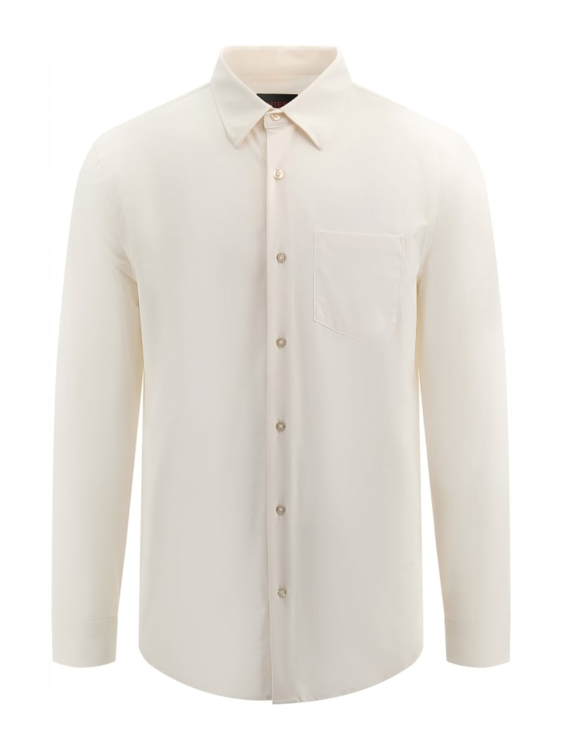 Guess Ecru Elegantní Košile S Dlouhým Rukávem A Mikrovzorem XL Gnf