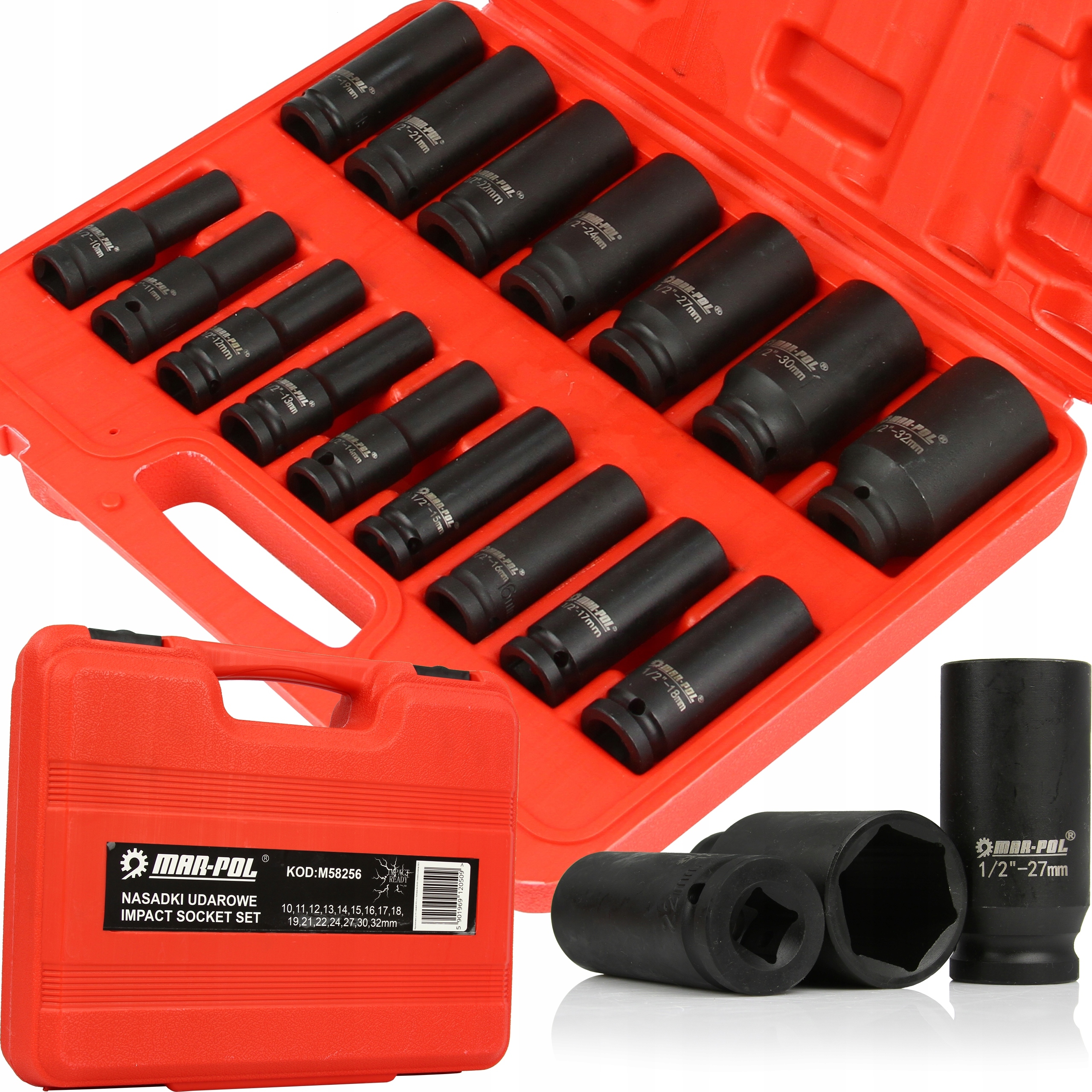 NASADKI UDAROWE 1 2 DLUGIE ZESTAW 10 32MM CR MO