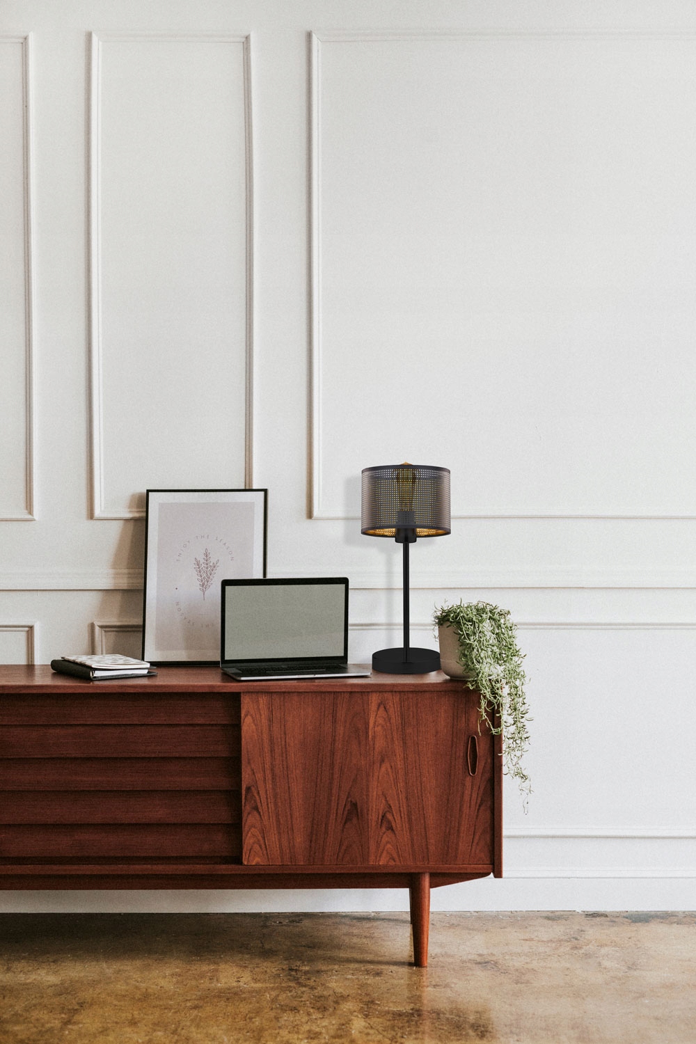 Lampa stołowa NICEA AŻUR abażur walec czarny LED Kolekcja VELUR