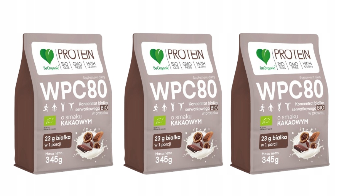 BeOrganic Sada 3 ks Wpc 80 Bio protein v kakaovém prášku, redukční hmota
