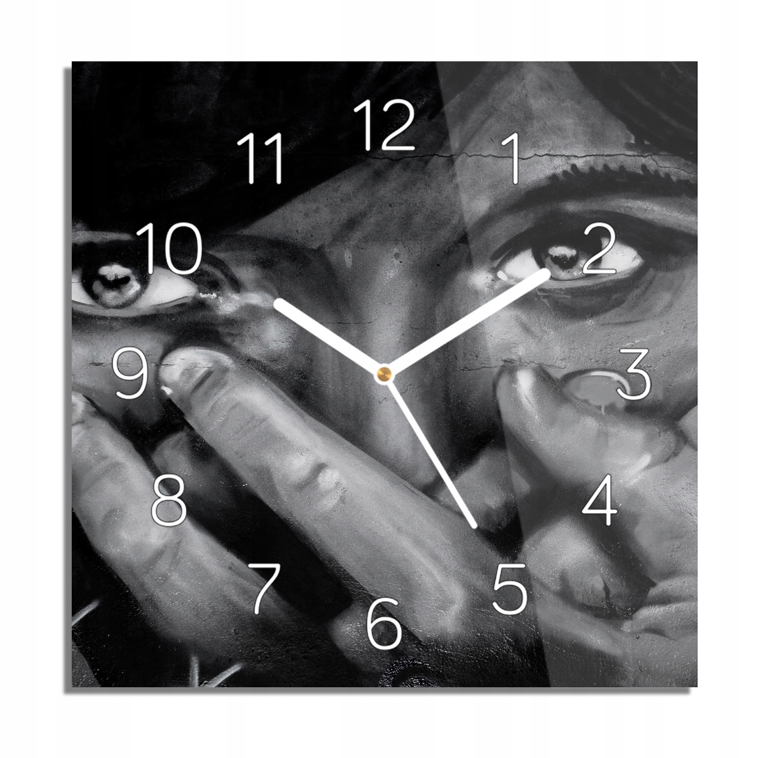 

Twarz dłonie zegar na szkle do biura 30x30 ścienny