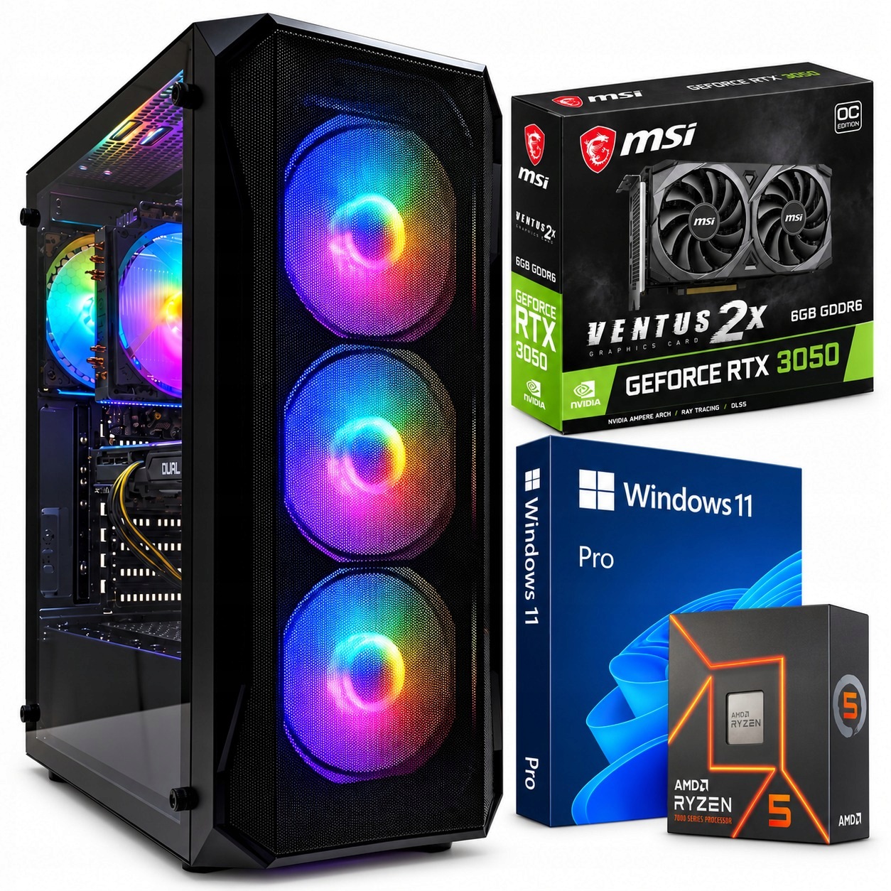 Herní Pc Ryzen 5 5500 Rtx 3050 6GB 32GB DDR4 1TB Wi-Fi WIN11PRO