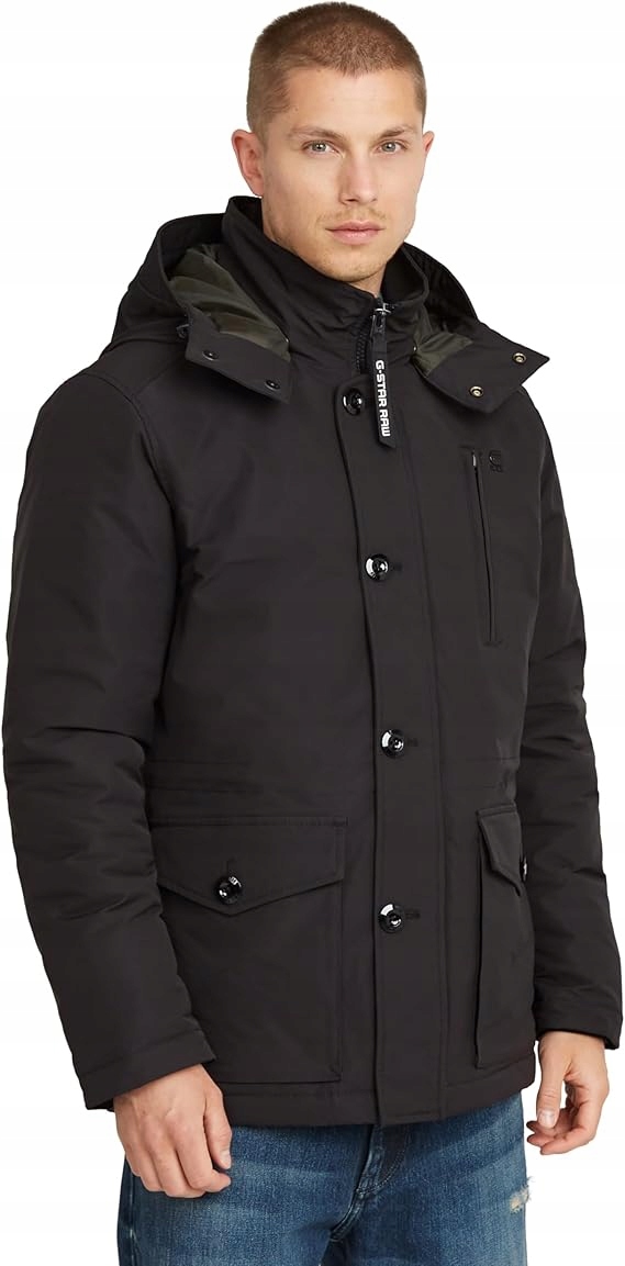 G-star Raw Černá Bunda Parka S Kapucí Na Zip L 6FA