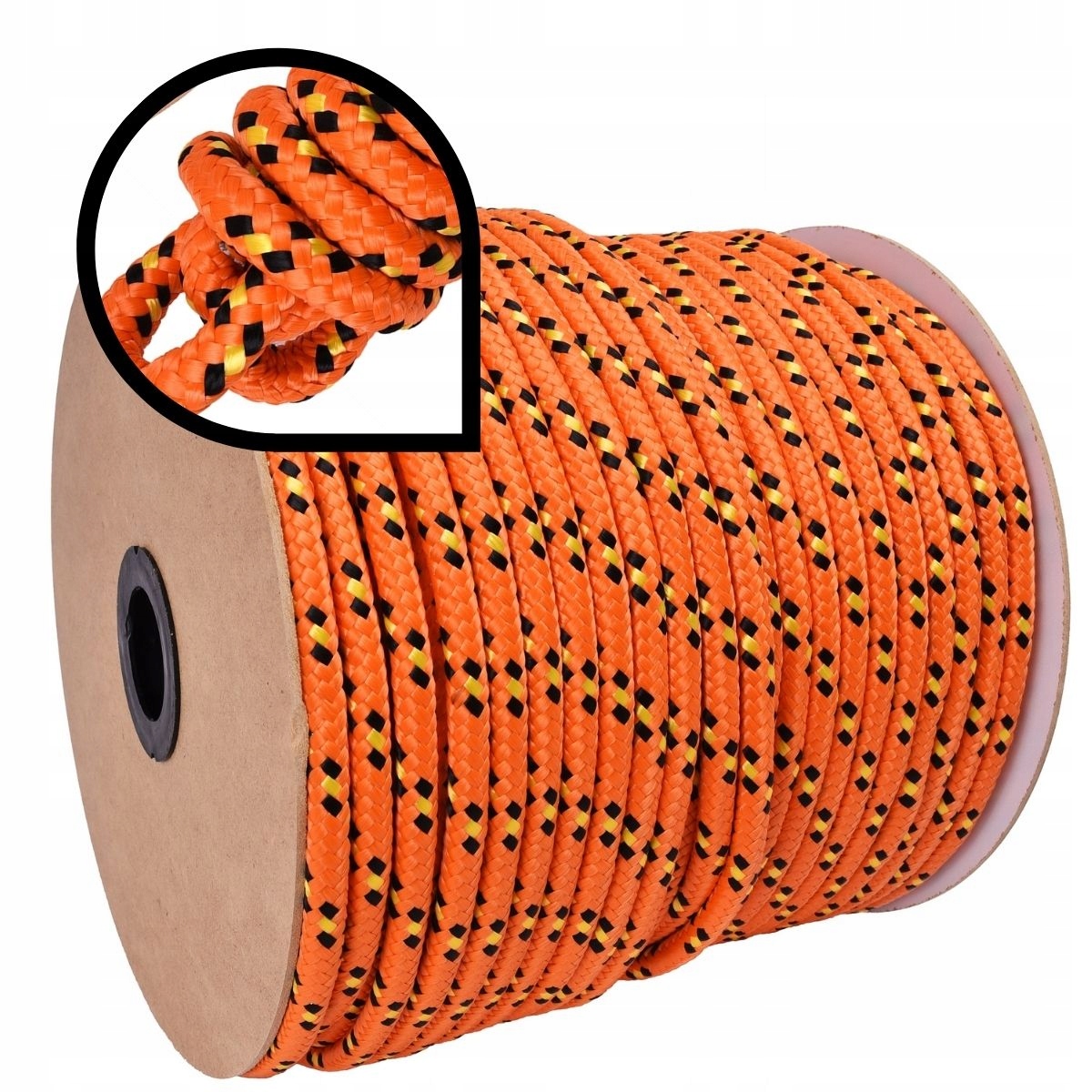 Polypropylenové lanko Pletené Stavební Námořnické Silné 12mm 20M Pomerančové