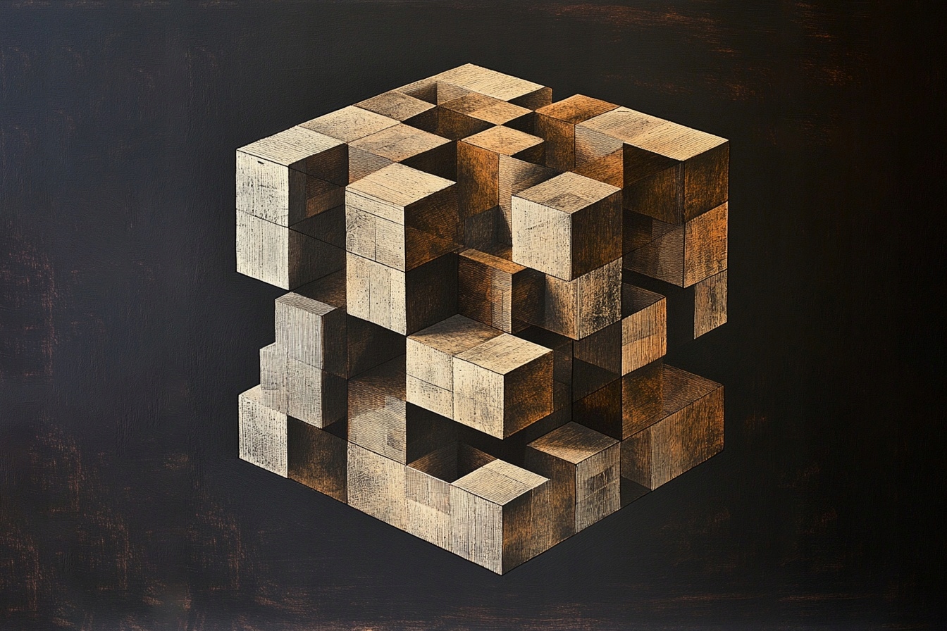 Obraz Na Plátně Canvas Abstrakce Kostka Krychle Puzzle Iluze 3D 120x80