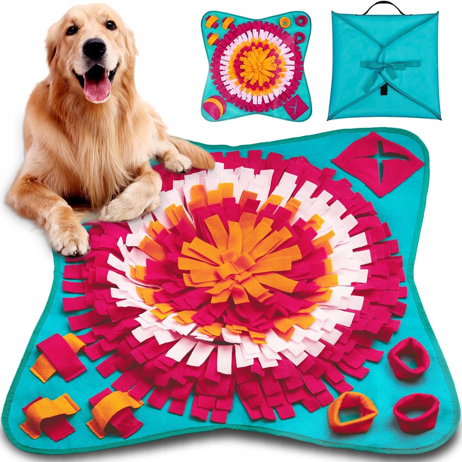 Levně Podložka na čmuchání pro psa Tréninková podložka ve tvaru květiny, modrá