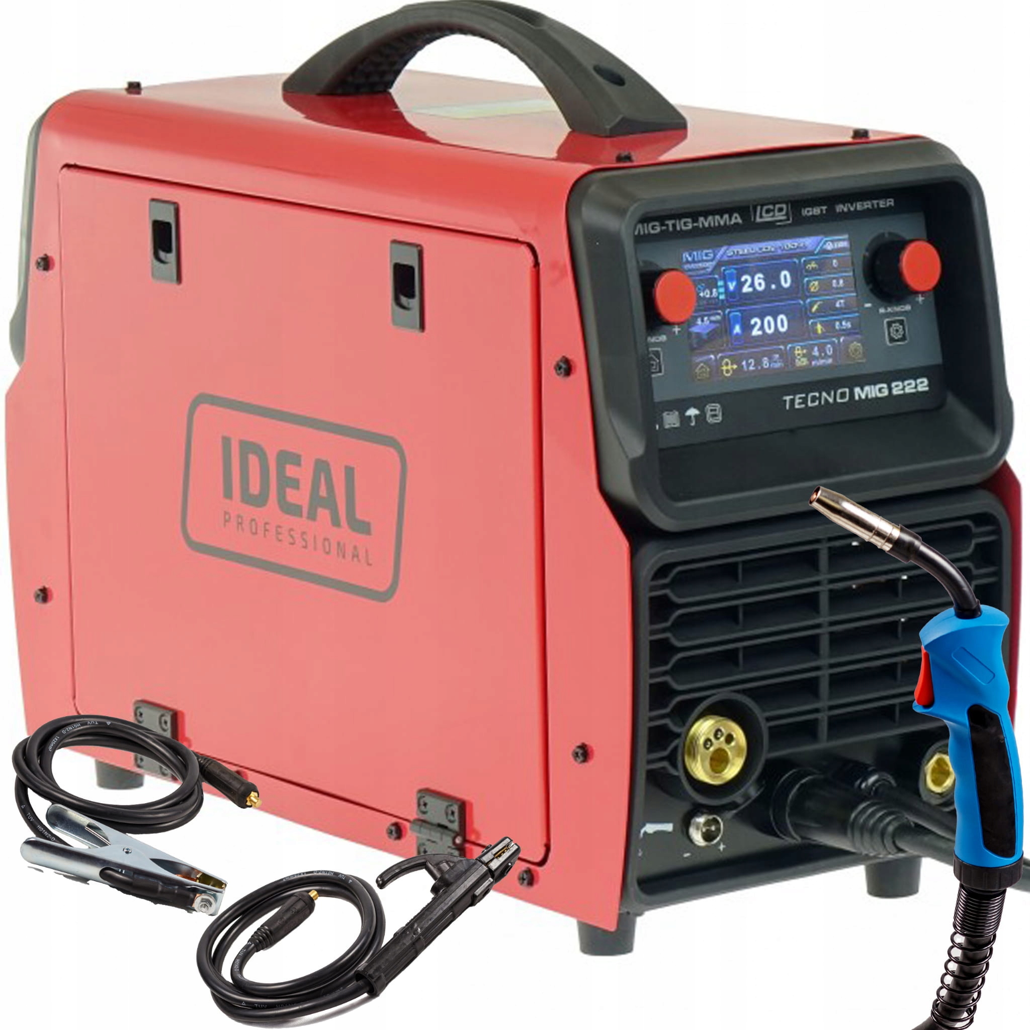Ideal Tecnomig 222 LCD Synergic Mig/mag Tig Mma Flux Svařovací stroj
