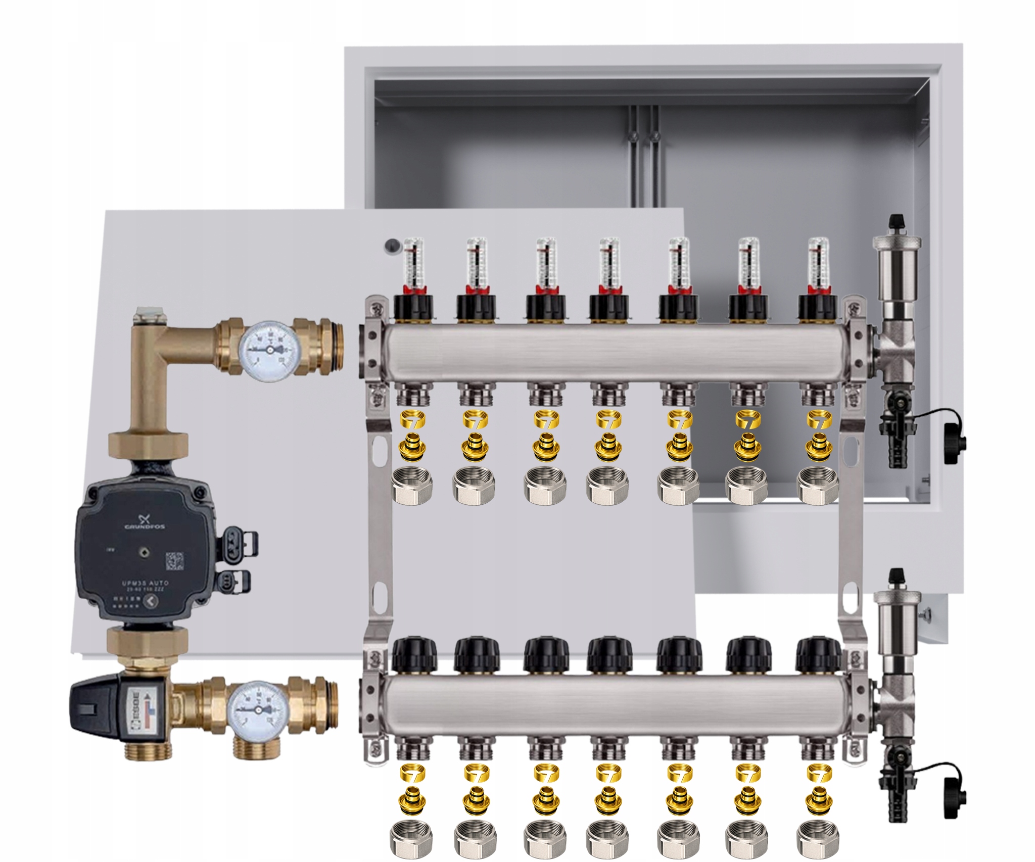 Nerezový rozdělovač pro podlahovku 7 box Pompa Grundfos Pex