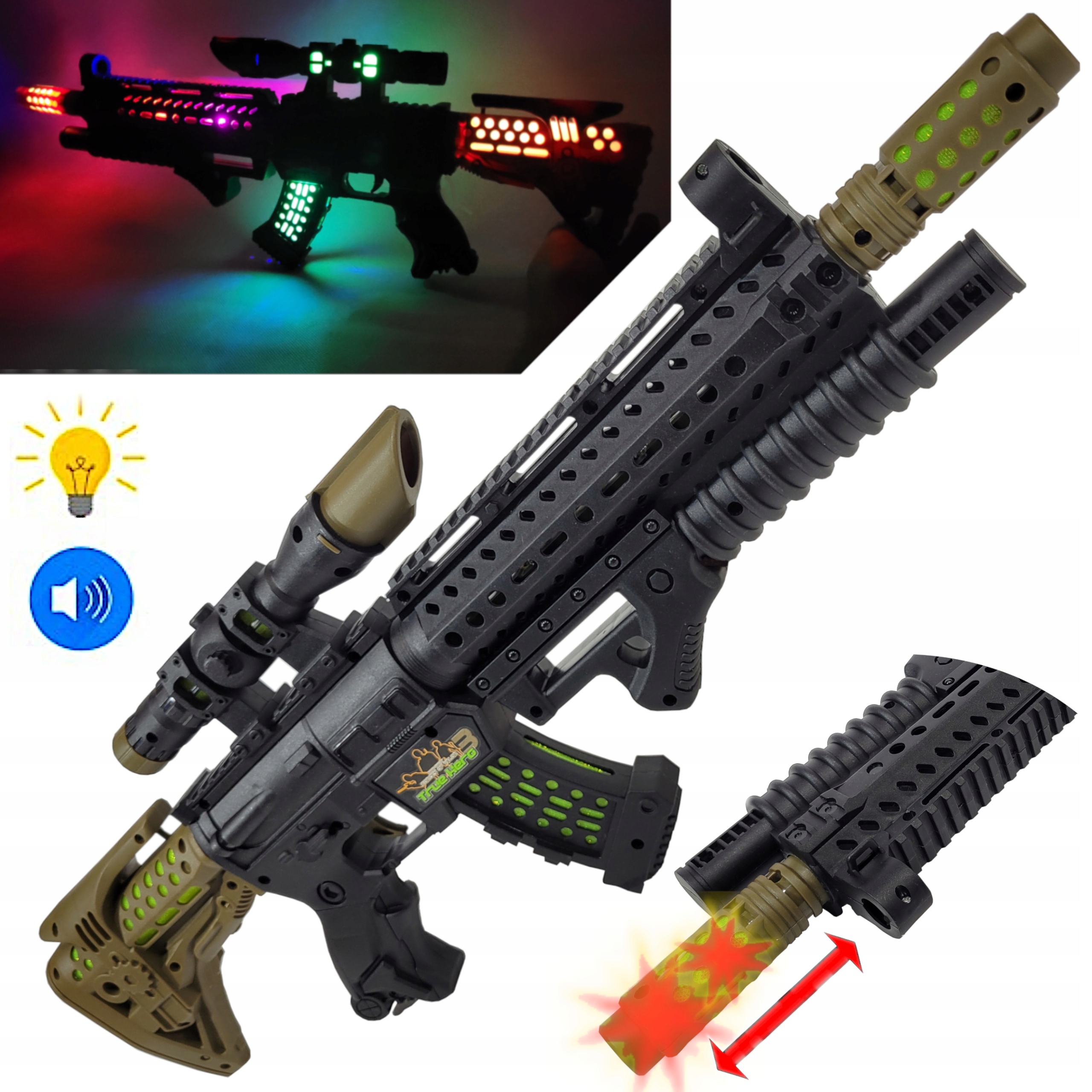 

Karabin Na Baterie Pistolet Snajperka Dzwięki Led