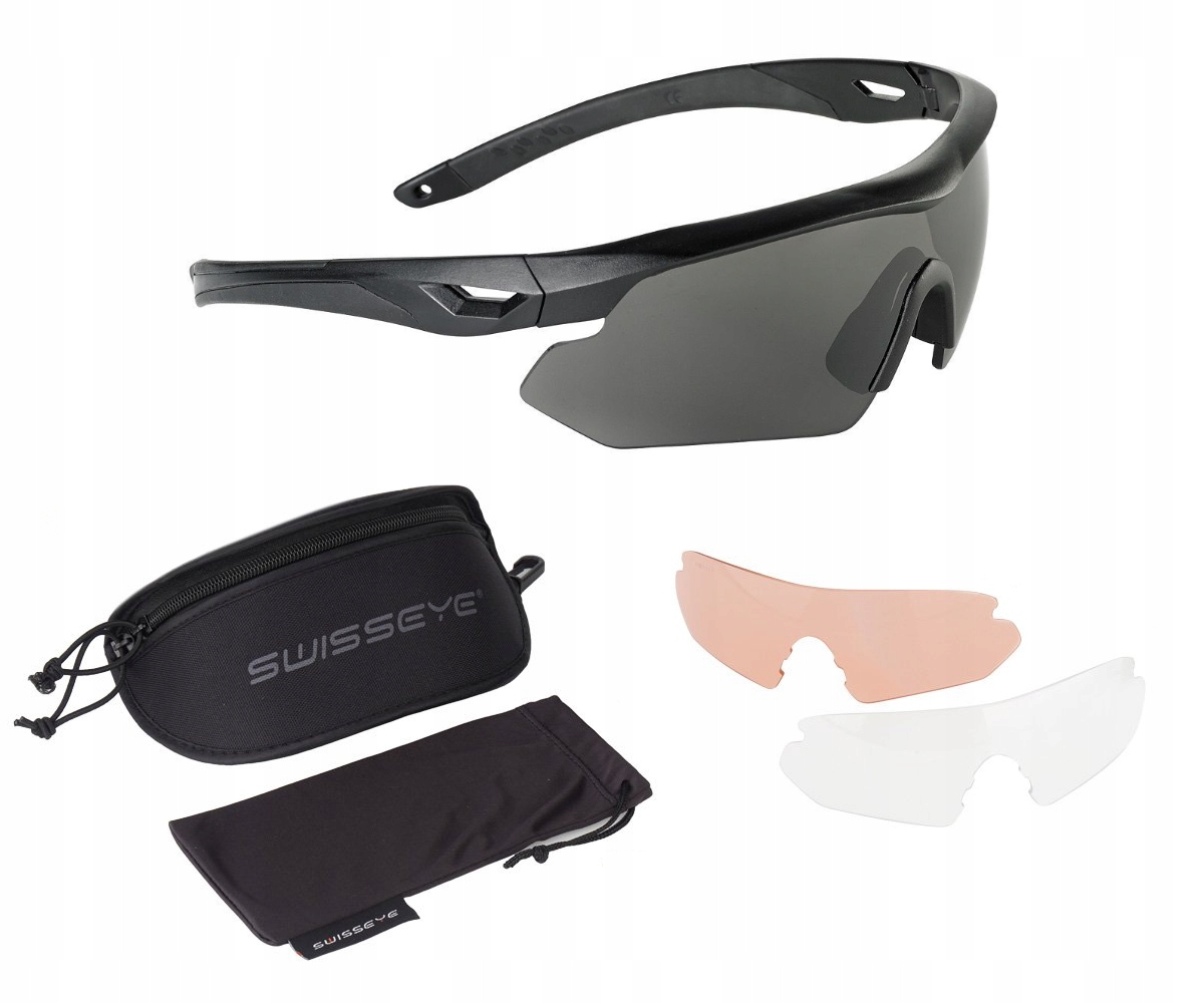 Taktyczne Okulary Balistyczne Ochronne SwissEye Nighthawk Black Strzeleckie
