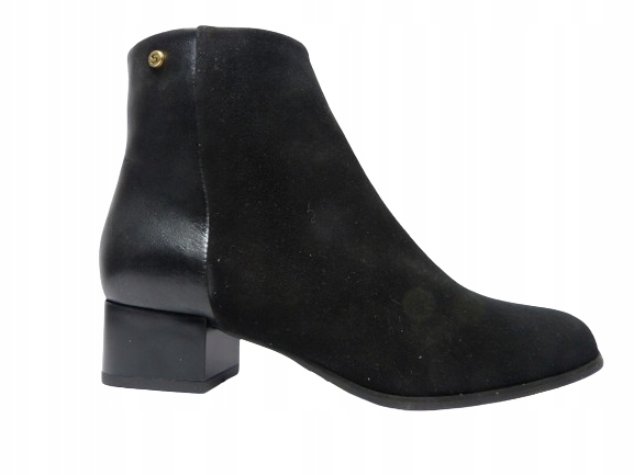 černé kotníkové boty na špici, dámské pohodlné, stabilní, zateplené boty Sala 37