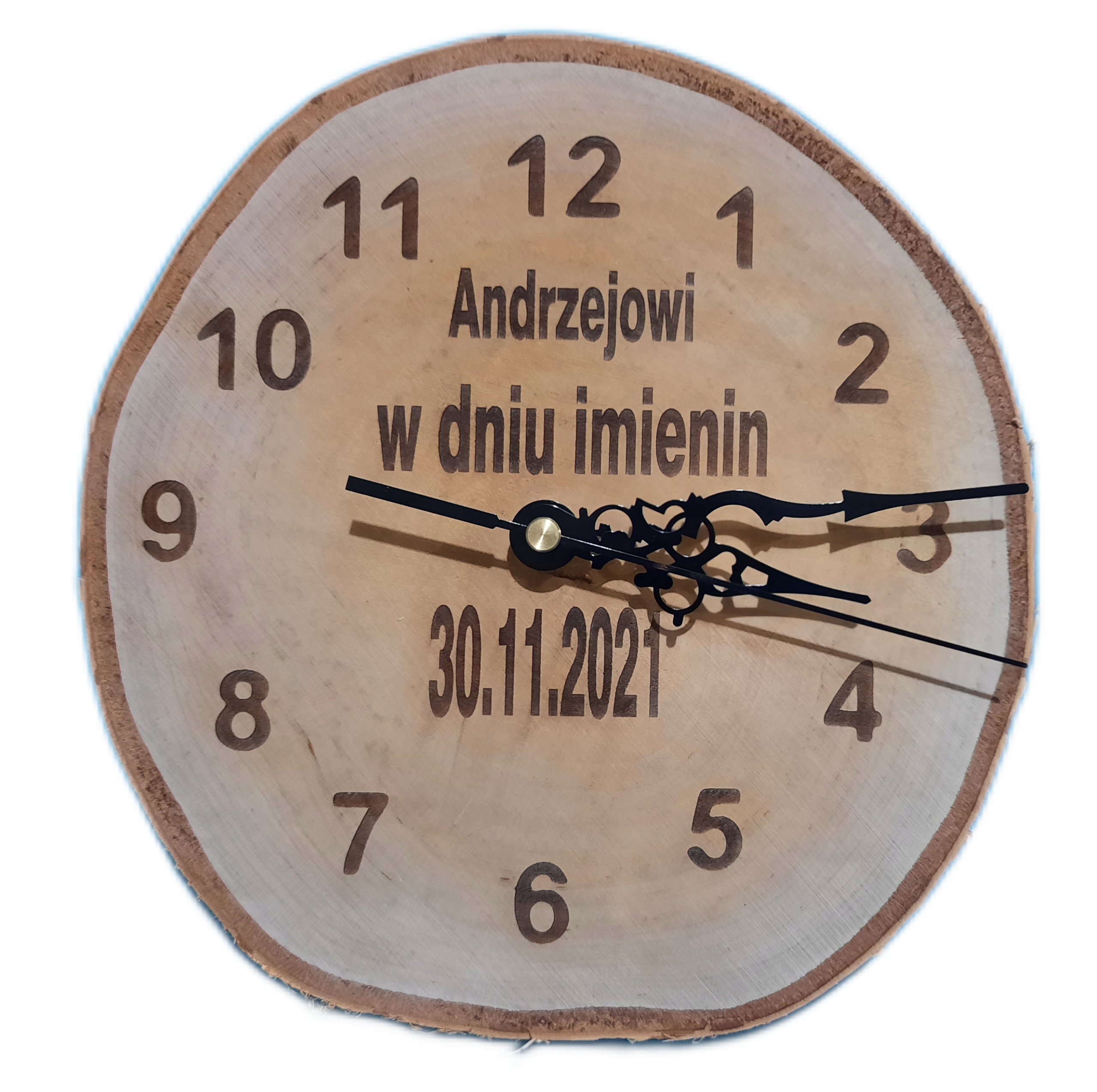 

Zegar z drewna na urodziny życzenia święta