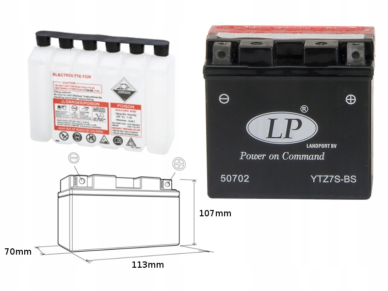 Landport Akumulator YTZ7S-BS (ma LTZ7S-BS) (ma LTZ7S-BS) 12V 6AH 113X70X105