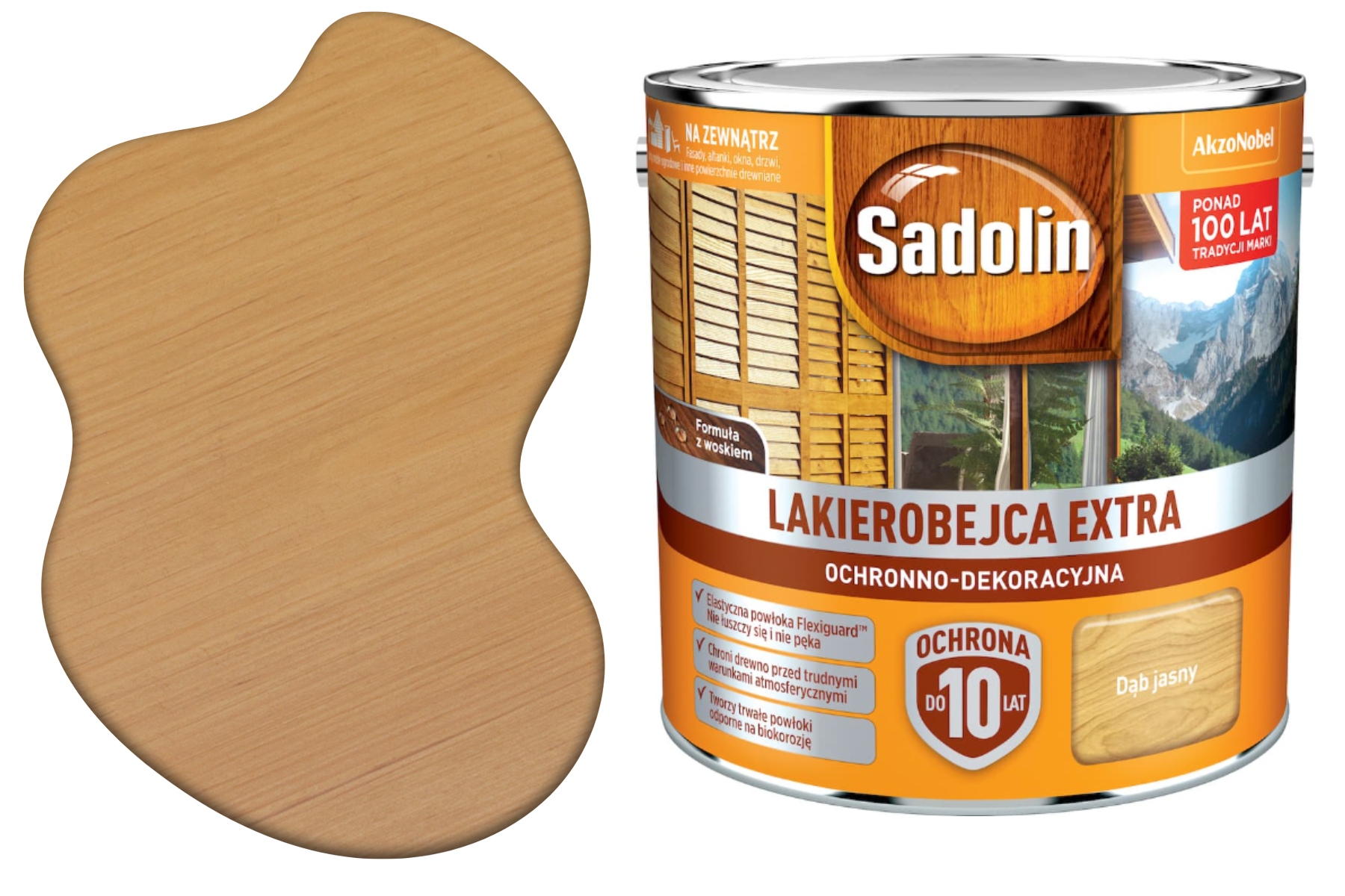 Wydajna Lazura Do Drewna Extra Ochronna Dekoracyjna Dąb Jasny 2,5L