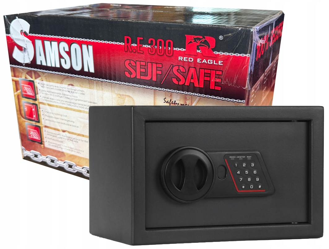 Sejf Red Eagle Samson R.e 300 Elektroniczny zamek led stalowy klucze