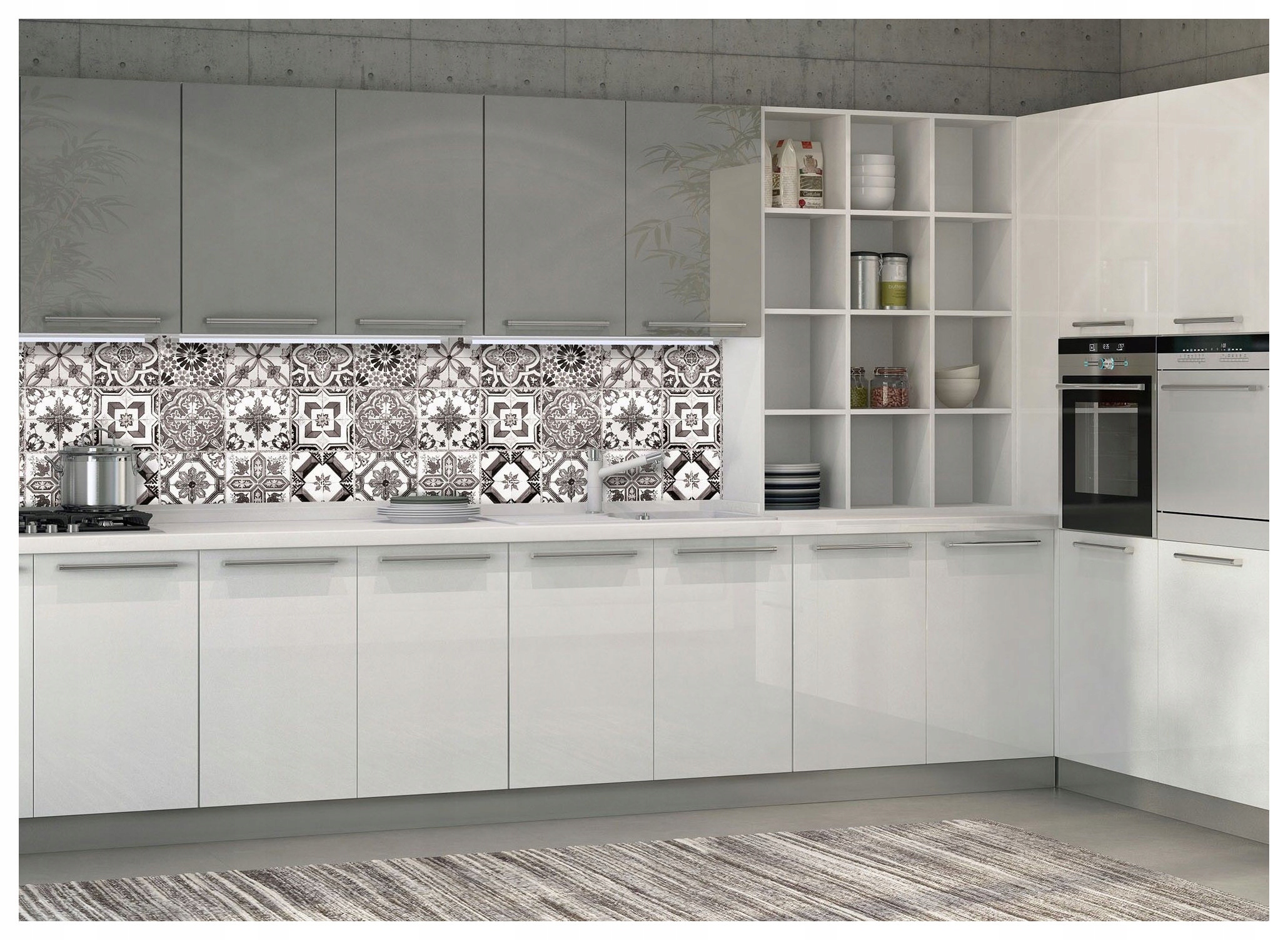 Fototapeta flizelina Geometrické dlaždice černobílá mozaika 250x60 lepidlo