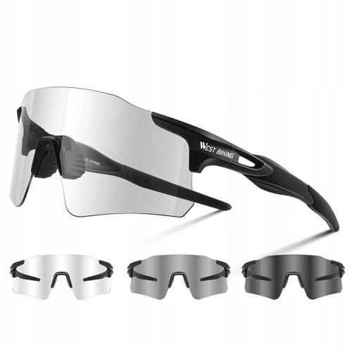 Okulary Fotochromowe Rowerowe West Biking UV400 Przeciwsłoneczne Czarne