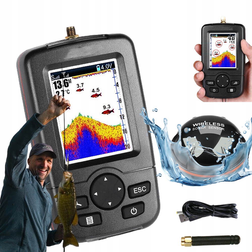 Echolokator Do Wędkowania 100M Z Zasięgiem Bezprzewodowym I Led Backlight