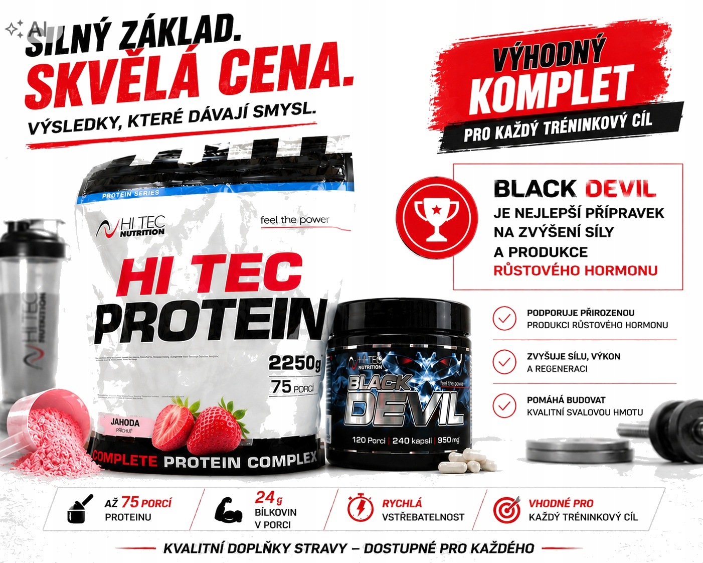 Nutrition protein 2250g jahoda Black devil 240 kapslí