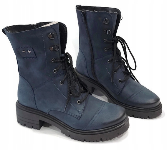 K-3285 SZNUROWANE TRZEWIKI OFICERKI GLANY SKÓRA Materiał zewnętrzny skóra naturalna