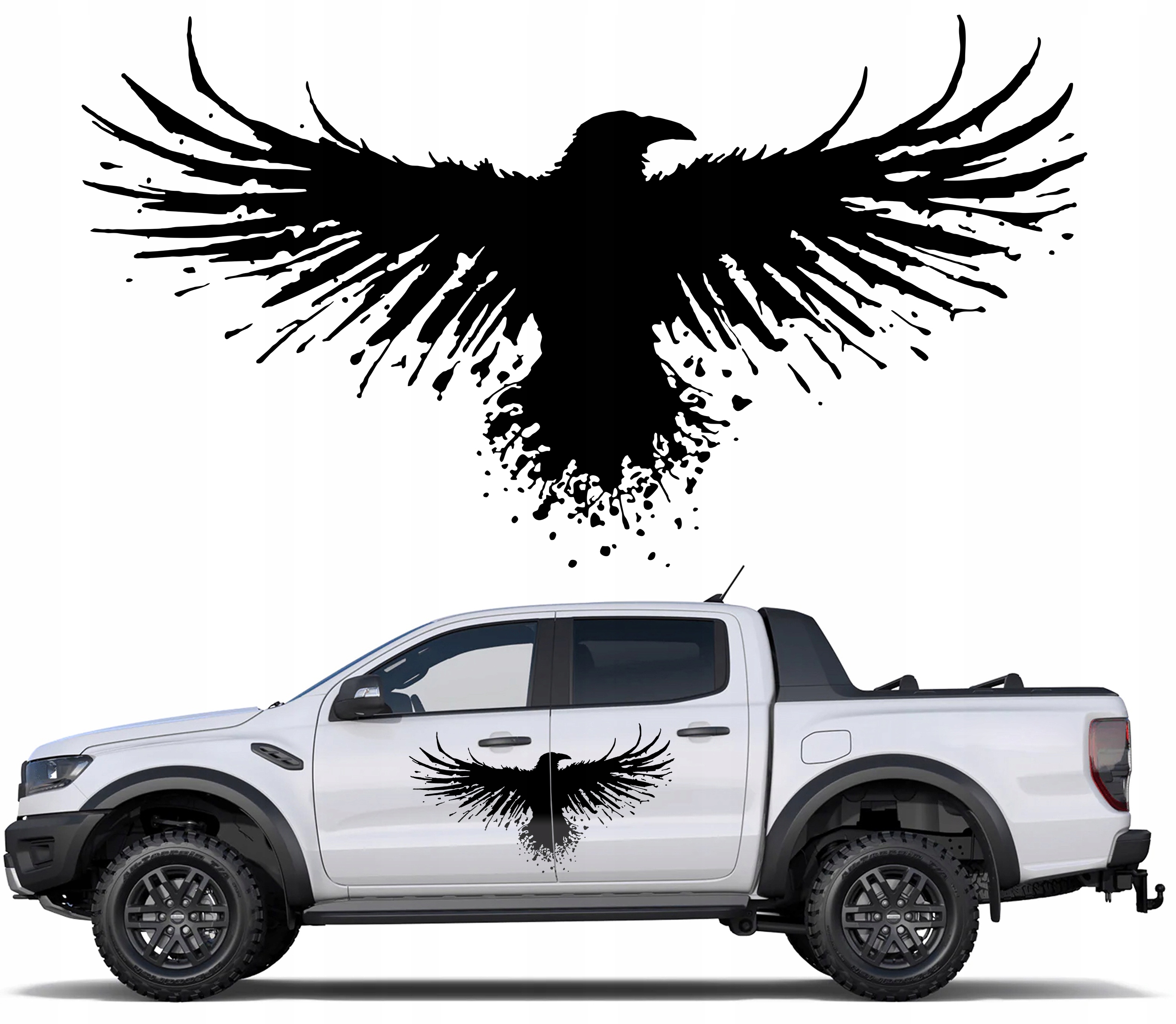 Samolepka Grafika na terénní auto Kruk Vrána Pták Křídla 44x80 cm