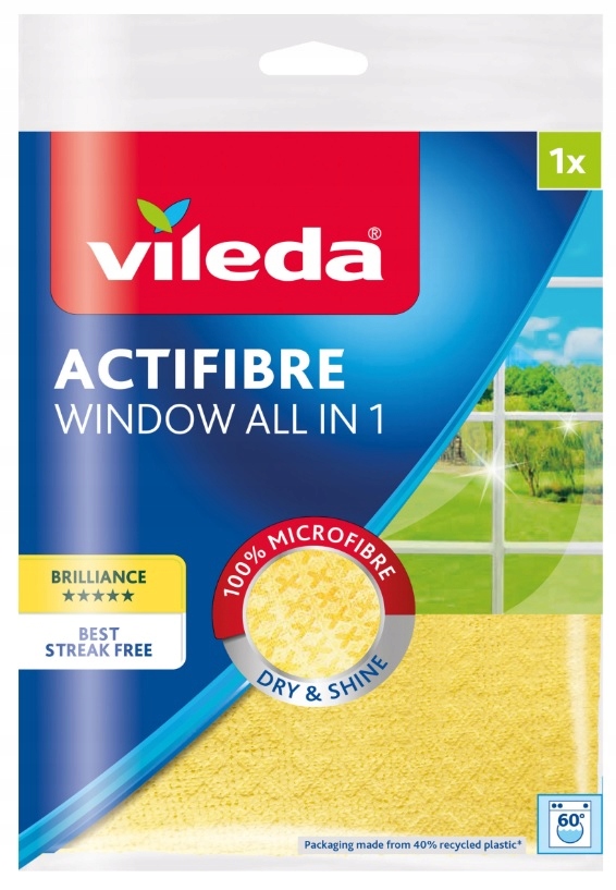 VILEDA ACTIFIBRE Ściereczka do Okien Szyb 32 x 34,5 cm