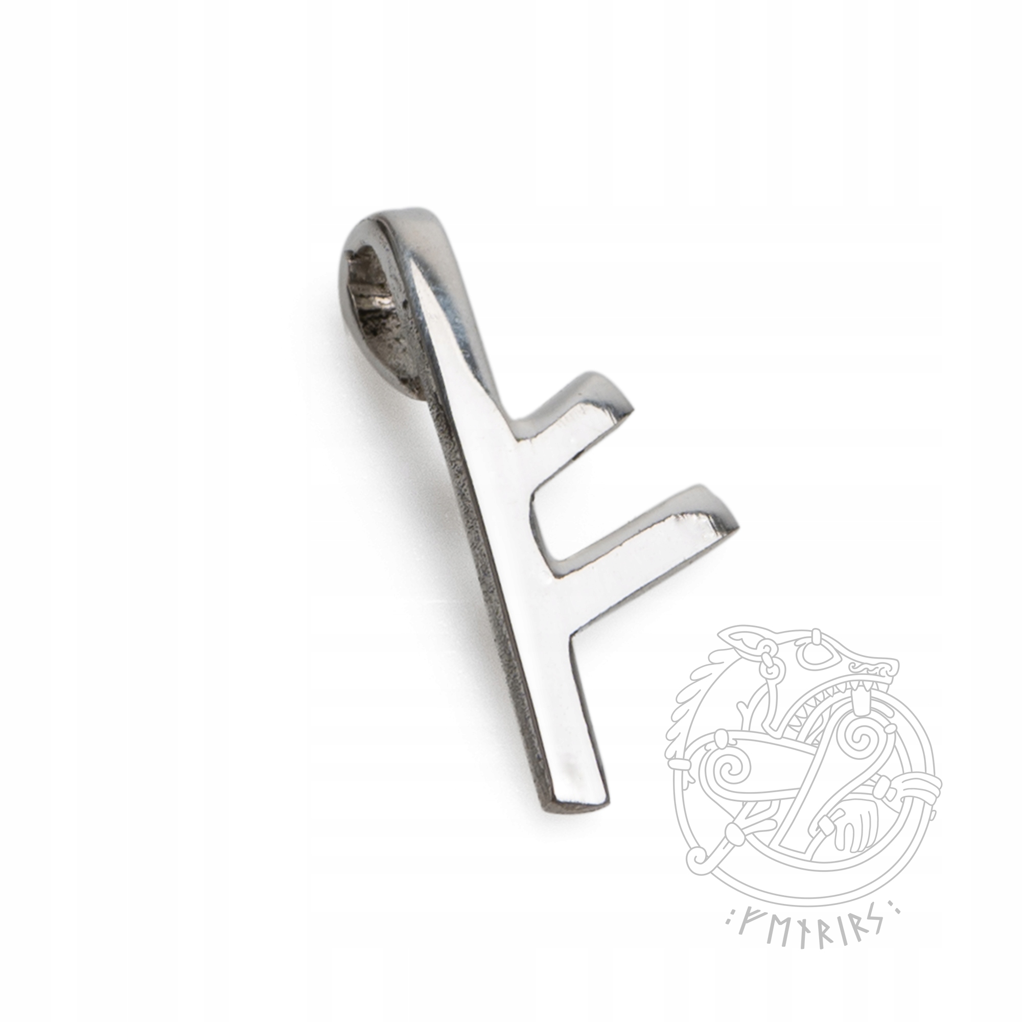 Přívěsek s rounou Fehu Fe Feoh ze stříbra 925 starší Futhark