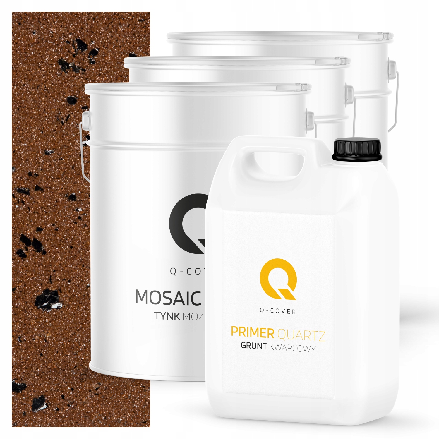Tynk Mozaikowy Brąz Z Czarną Miką M94 Żywiczny Zewnętrzny 3x 12,5KG Grunt