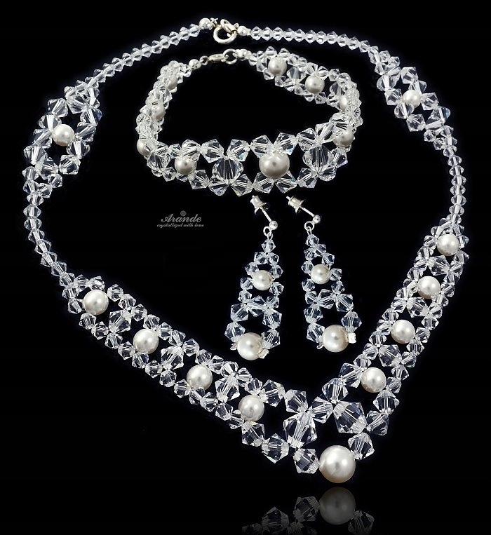 Křišťálový Komplet Crystal Pearl Stříbro