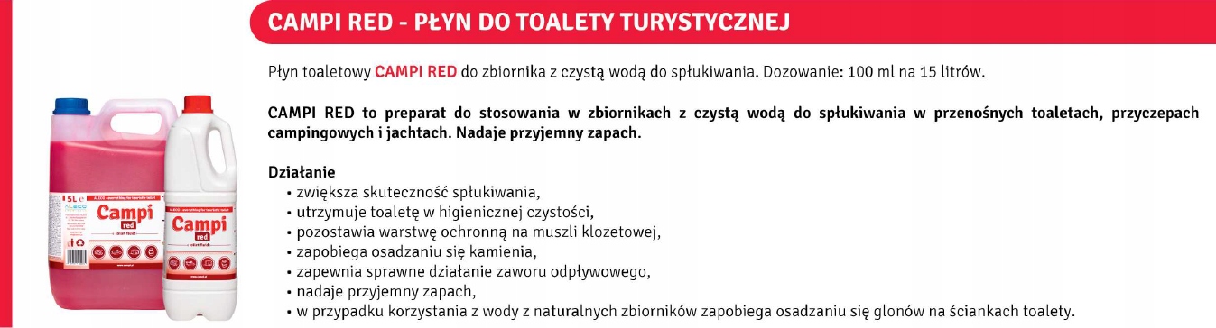 ZESTAW PŁYNÓW DO TOALET TURYSTYCZNYCH CAMPI BLUE RED GREEN 3x 2L Numer katalogowy części CAMPIBLUEGREENRED