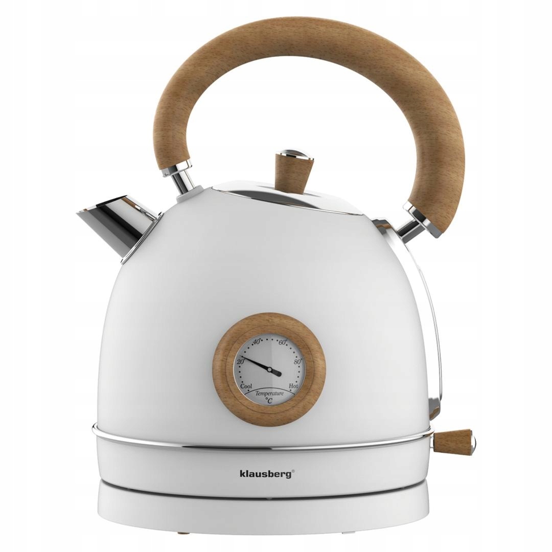 Bílá elektrická konvice s teploměrem 1,8 l, 1850-2200 W, Klausberg