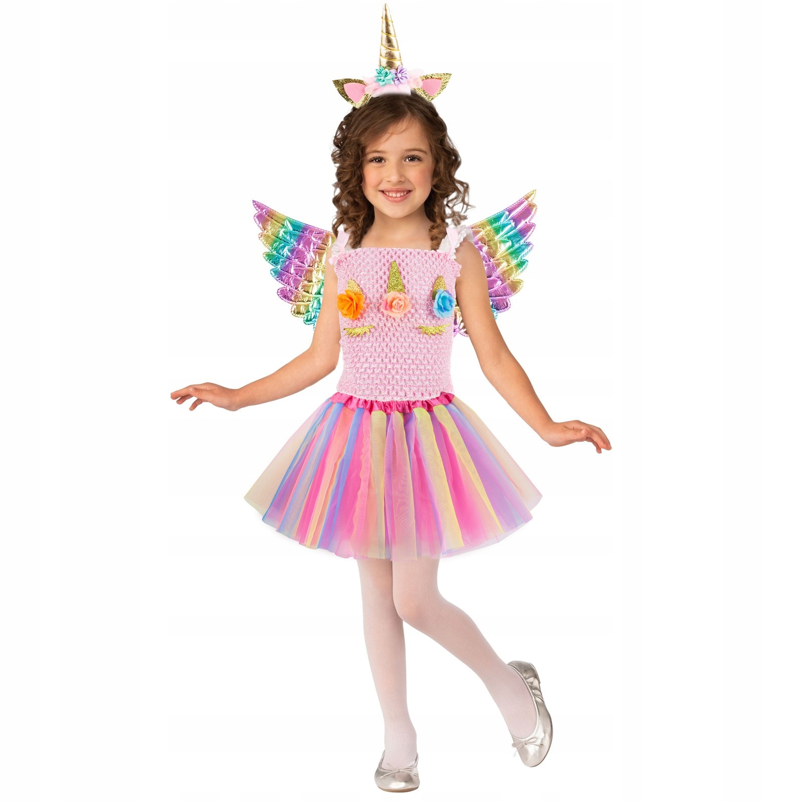 MAGICZNY Strój JEDNOROŻCA TUTU RÓG TOP SKRZYDEŁKA Marka del-sol