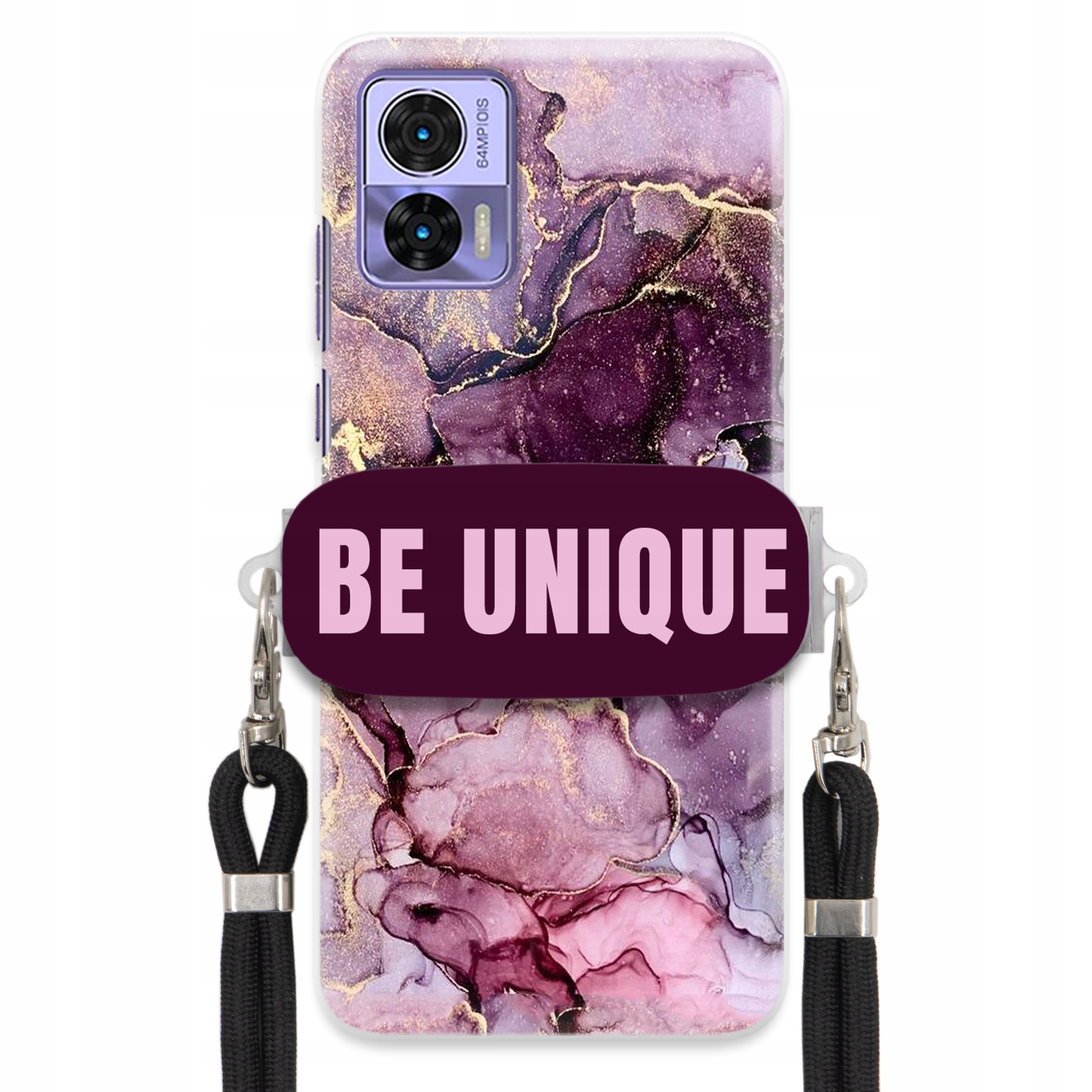Pouzdro Premium pro Motorola Edge 30 Neo Uchywt Šňůra Černá Fialová Mramorová
