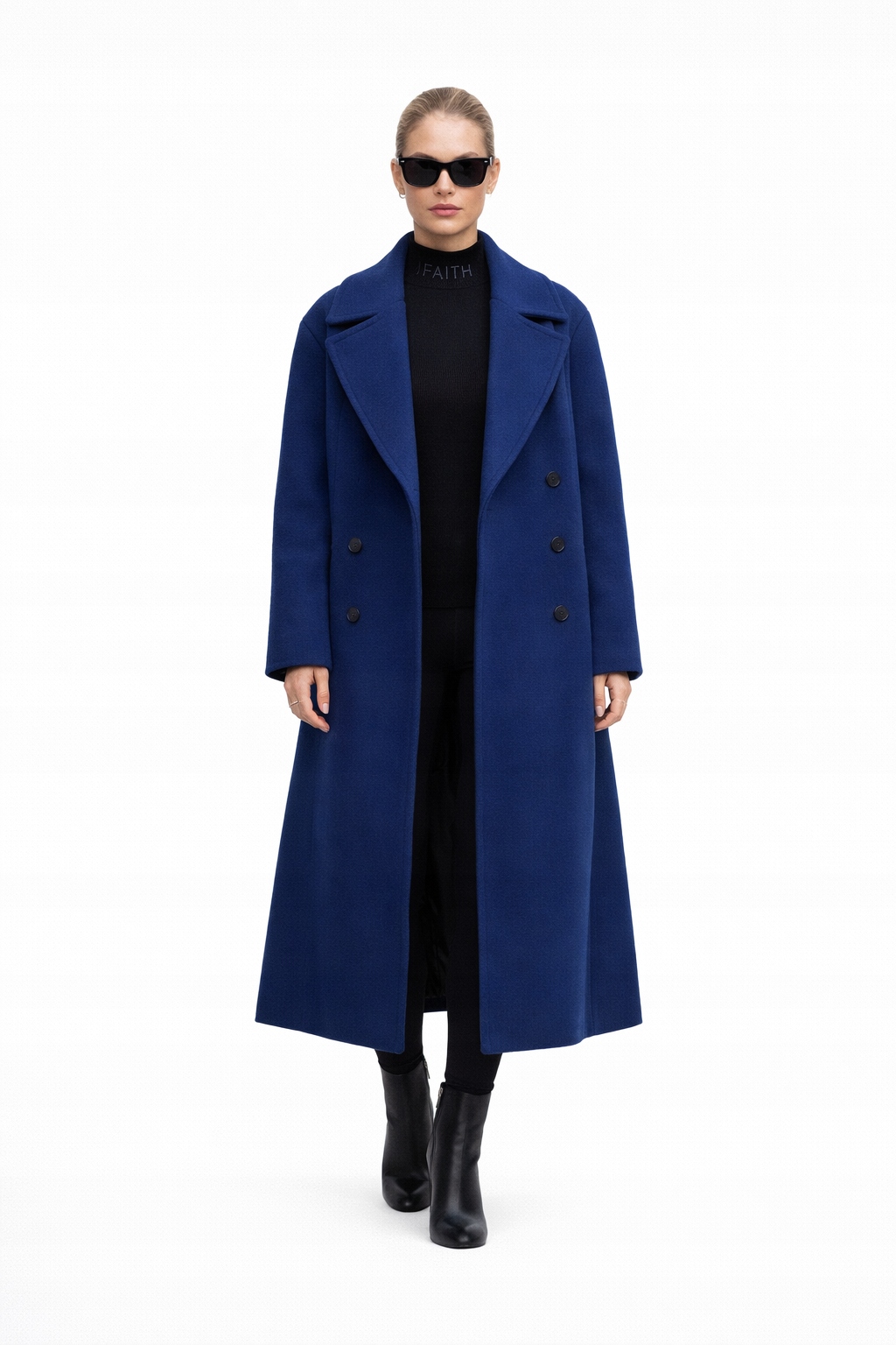 Patrizia Pepe Modrý Dvouřadý Kabát S Podšívkou 38 I1H