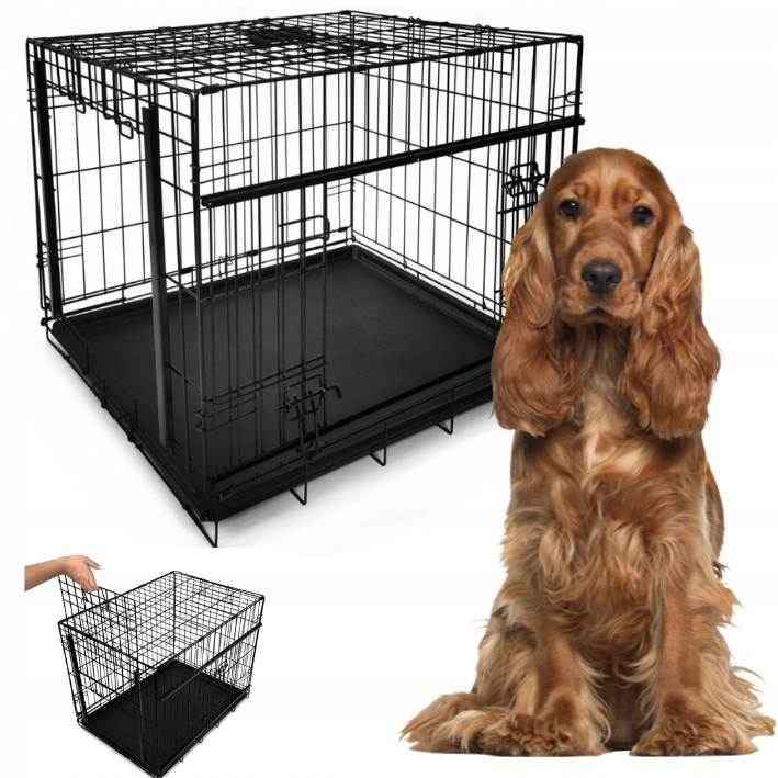 Klatka kennelowa dla psa mocna Slide Drzwi Przesuwne metalowa 91x 61x 69cm