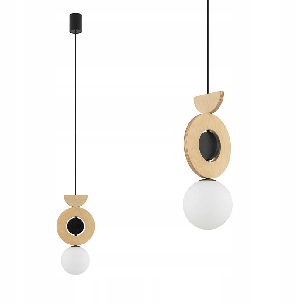 Nowodvorski Lampa wisząca Drops w kolorze drewna szklany klosz na G9 11174