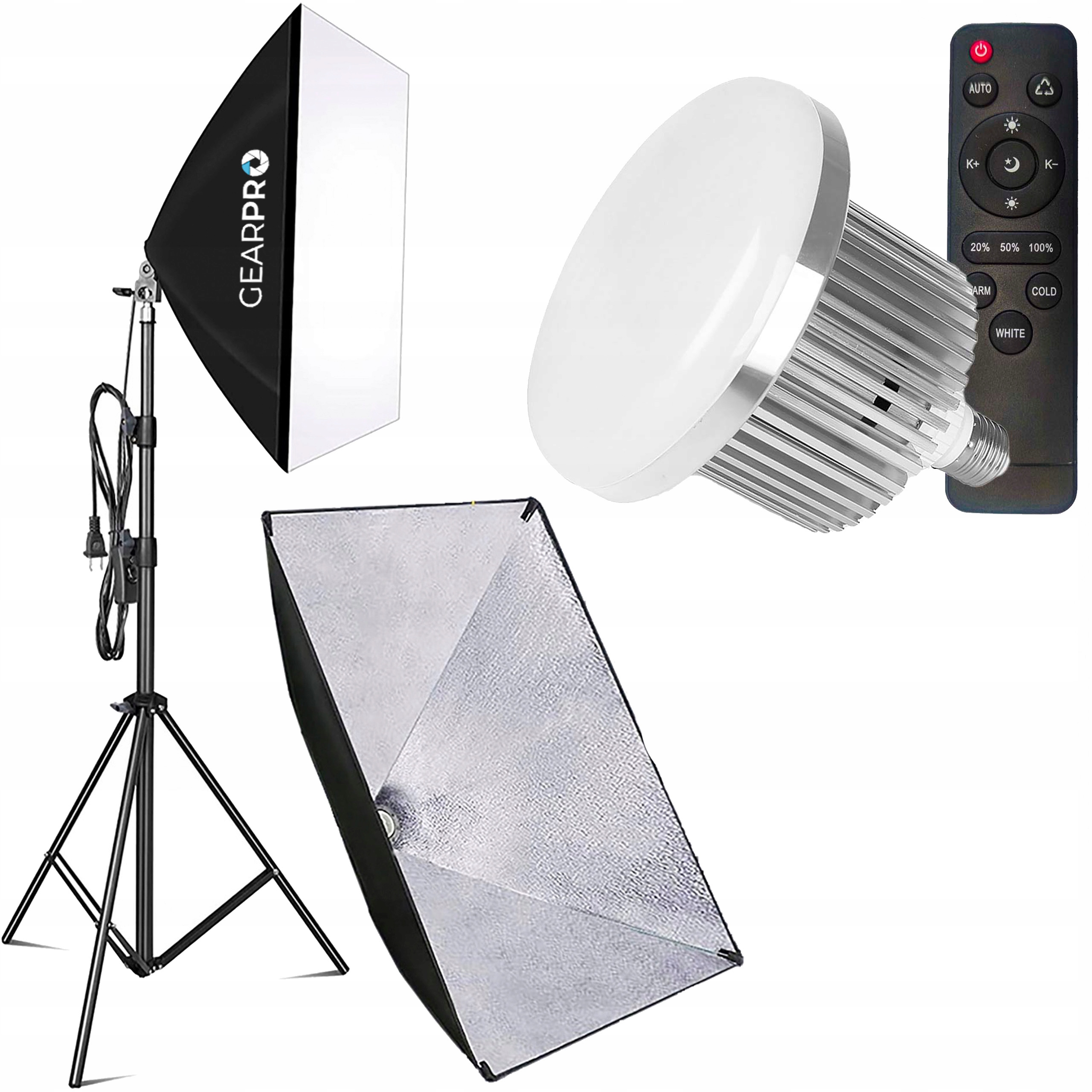 Softbox Lampa LED Zestaw Oświetlenie z Pilotem 1050W Statywy 200cm