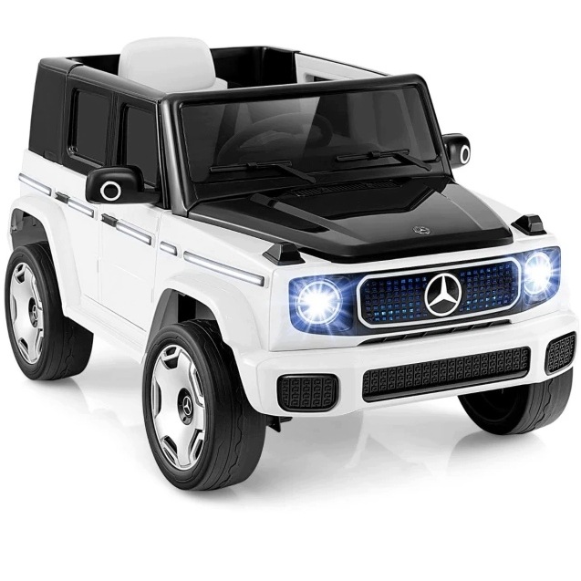 Samochód elektryczny Mercedes-Benz dla dzieci, czarno-biały, 12V