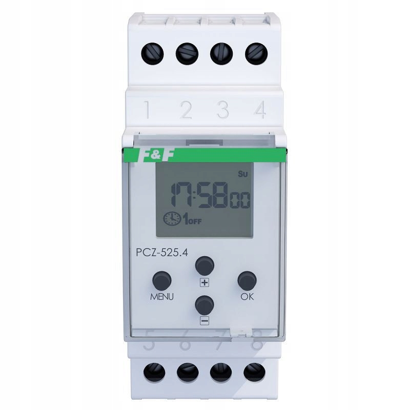 Astronomický Ovládací Hodinový Stroj 1P 24-264VAC-DC 16A Jednokanálový F&f PCZ-525
