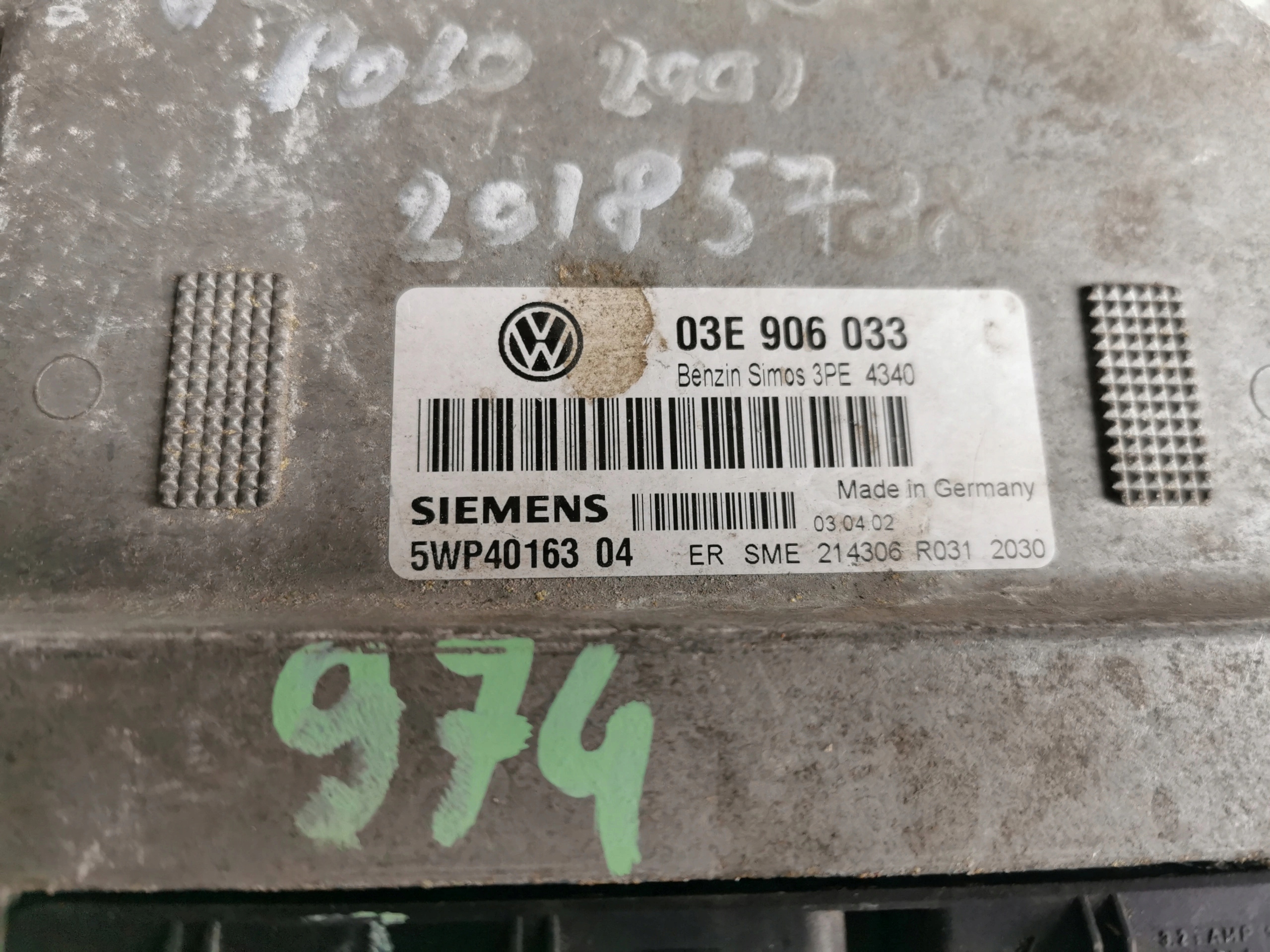 VW POLO 1.2B 5WP4016304 03E906033 Computer ECU