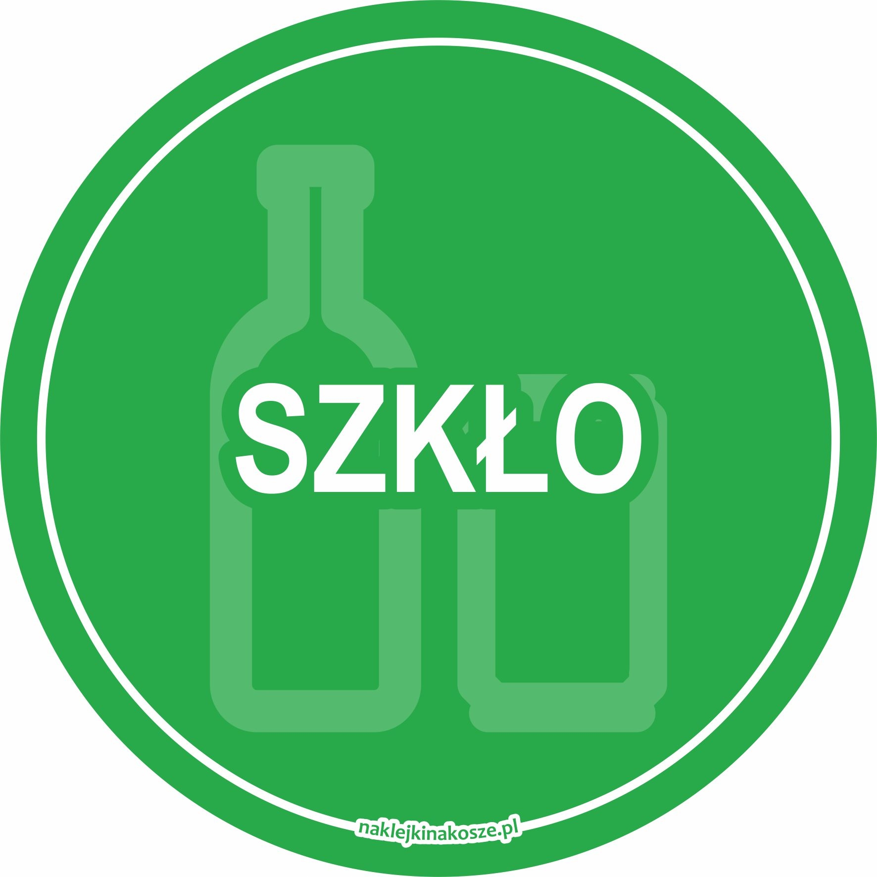 NAKLEJKA na kosz SZKŁO okrągła 15 cm