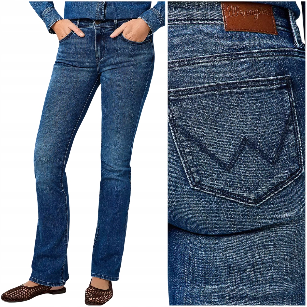 Wrangler Bootcut Shadow Daze rozšiřitelné dámské džínové kalhoty W32 L32