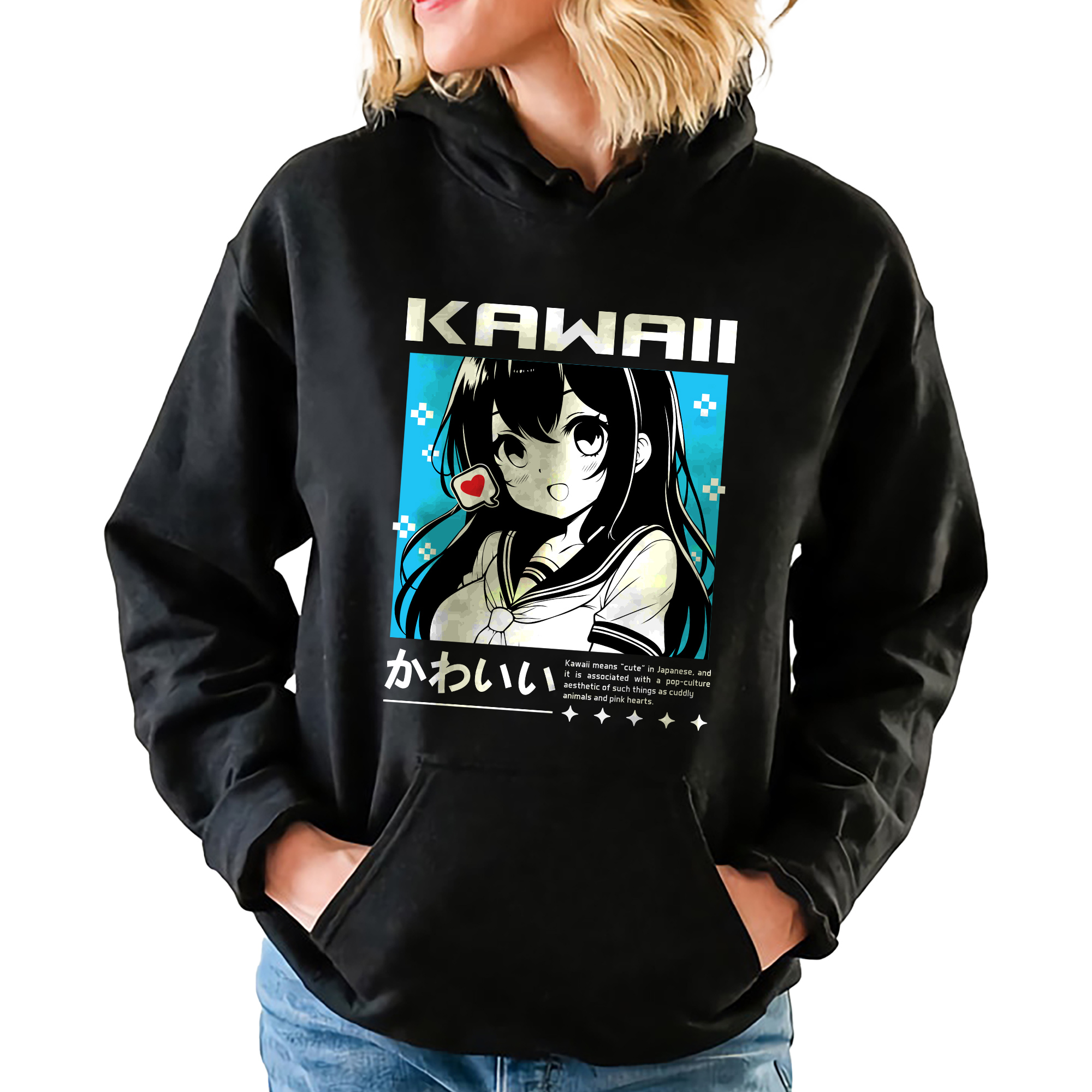 Mikina S Kapucí Kawaii Japonské Anime Kawaii Vzory Velikost L