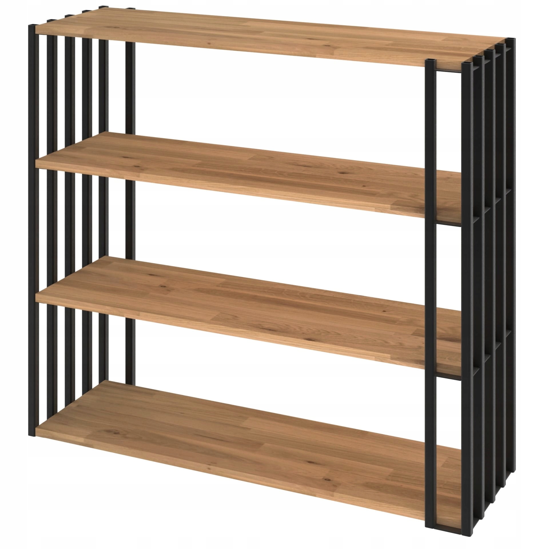 Regál na knihy z kovu a dubového dřeva Malaga Loft 92x104x30 cm D4